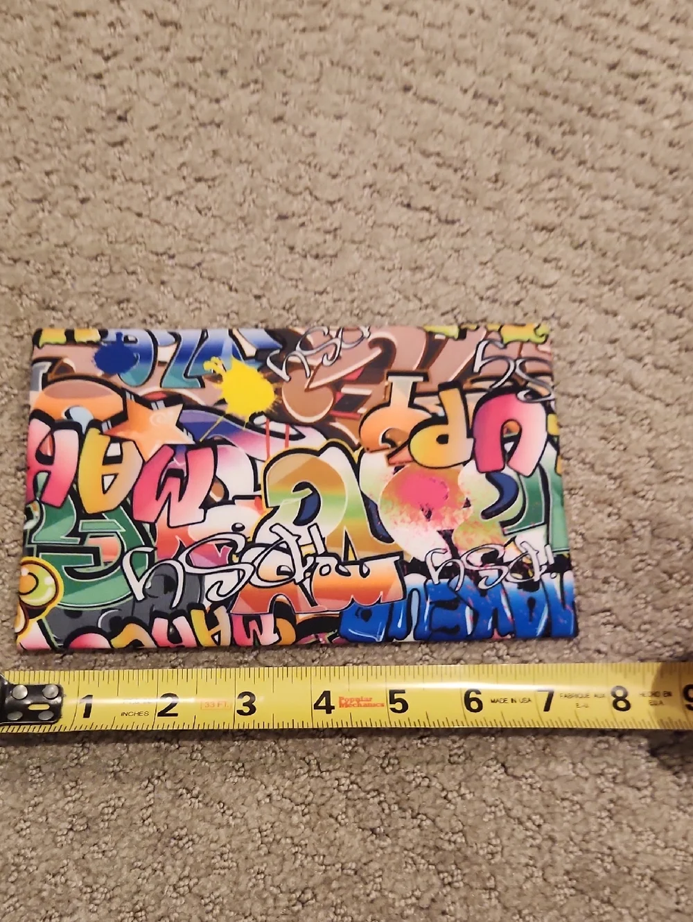 Colorful Graffiti Print Ipsy Zip Pouch with Purple Trim